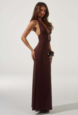 Arina Halter V Neck Maxi Dress