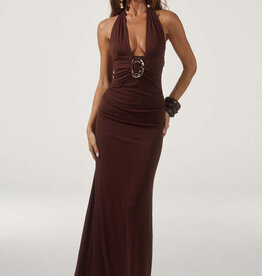 Arina Halter V Neck Maxi Dress