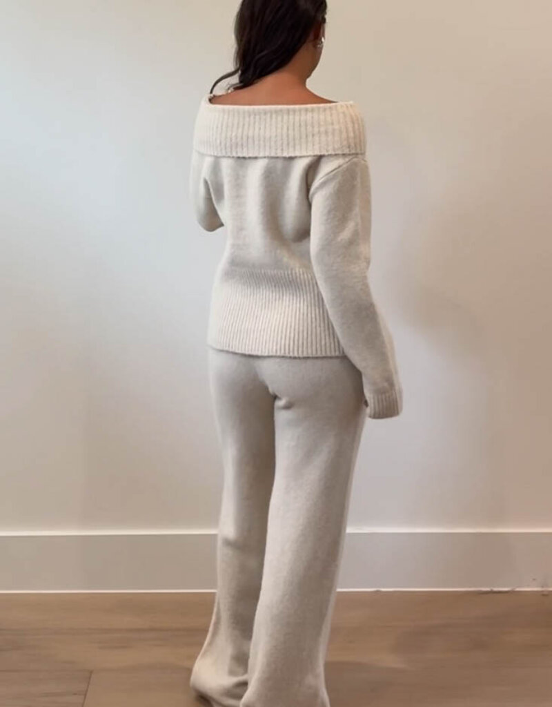 Off Shoulder Top/Pant Sweater Knit Set