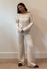 Off Shoulder Top/Pant Sweater Knit Set