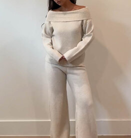 Off Shoulder Top/Pant Sweater Knit Set