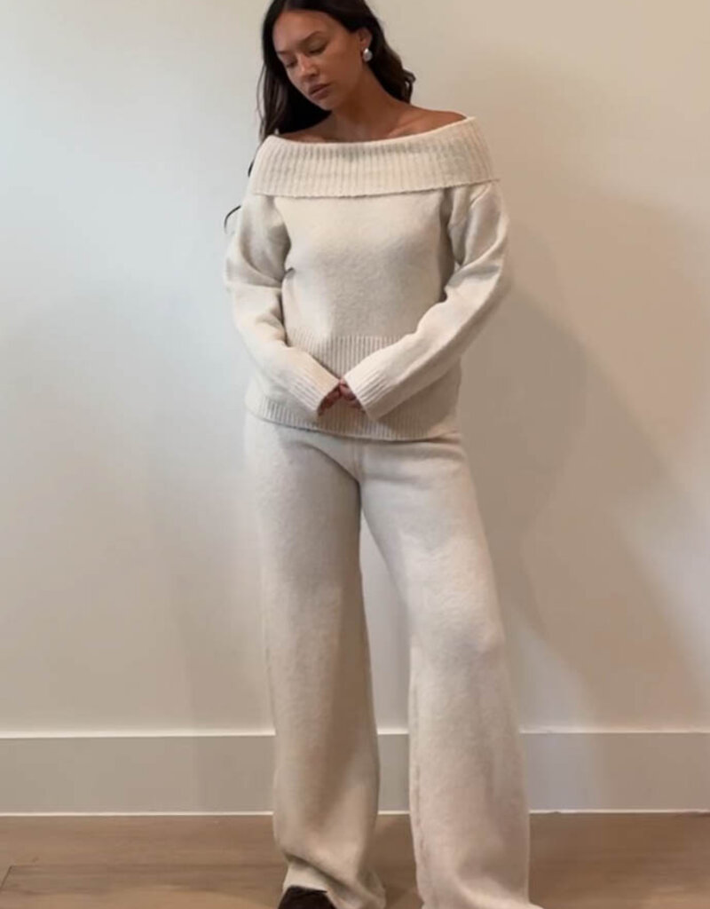Off Shoulder Top/Pant Sweater Knit Set