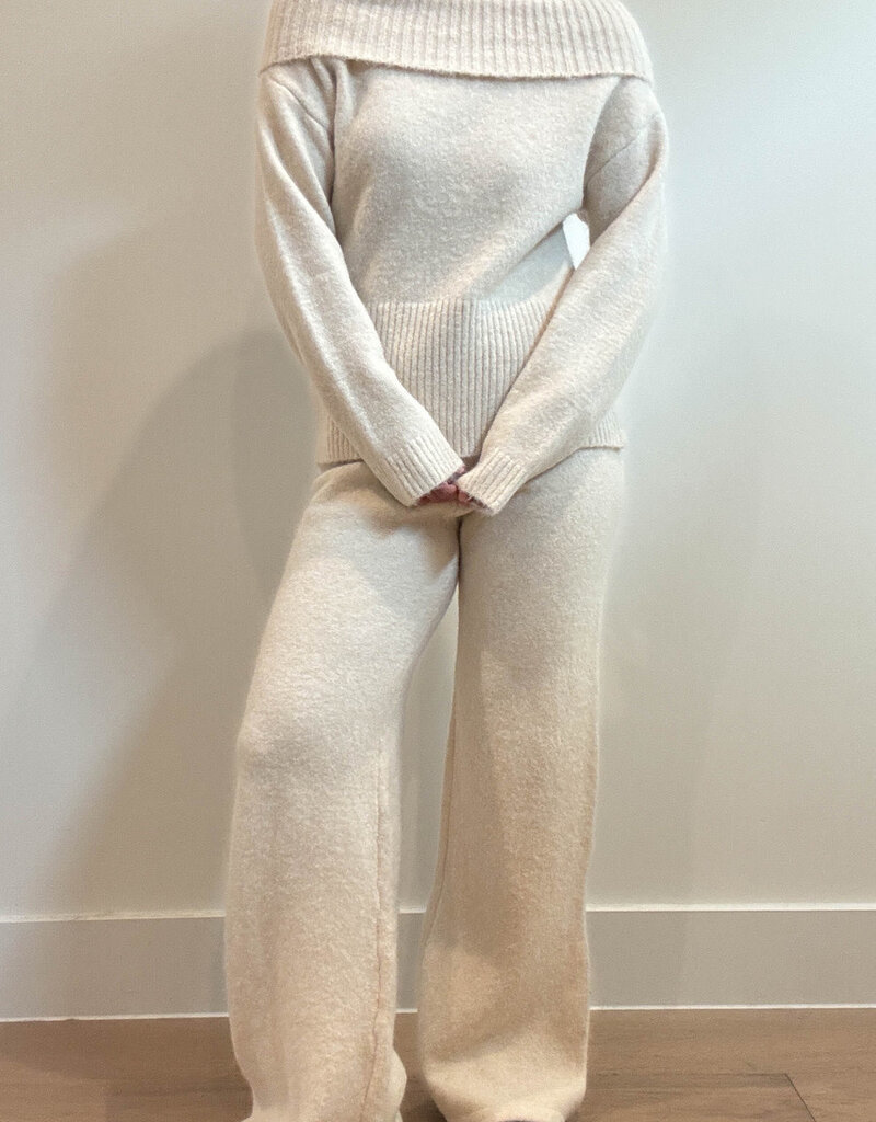 Off Shoulder Top/Pant Sweater Knit Set
