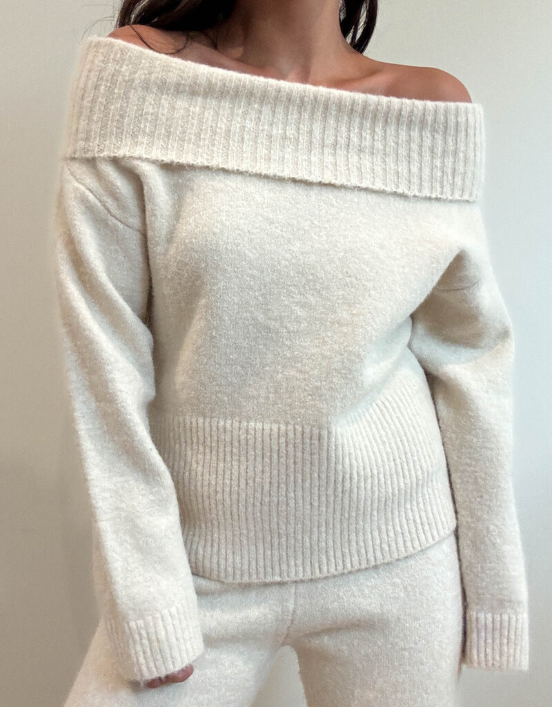 Off Shoulder Top/Pant Sweater Knit Set