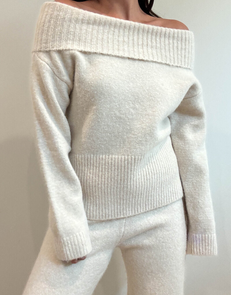 Off Shoulder Top/Pant Sweater Knit Set