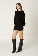 Azar Open Back Fitted Ruched Skirt Mini Dress