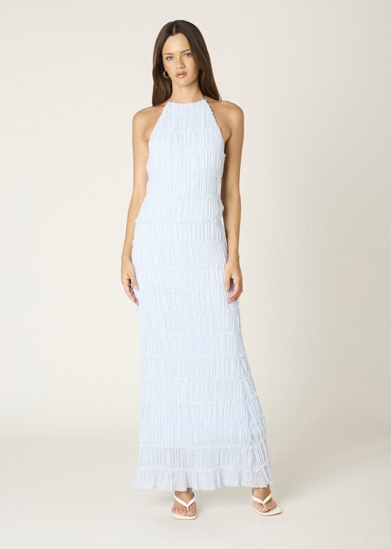 Crinkle Texture Open Back Maxi Dress