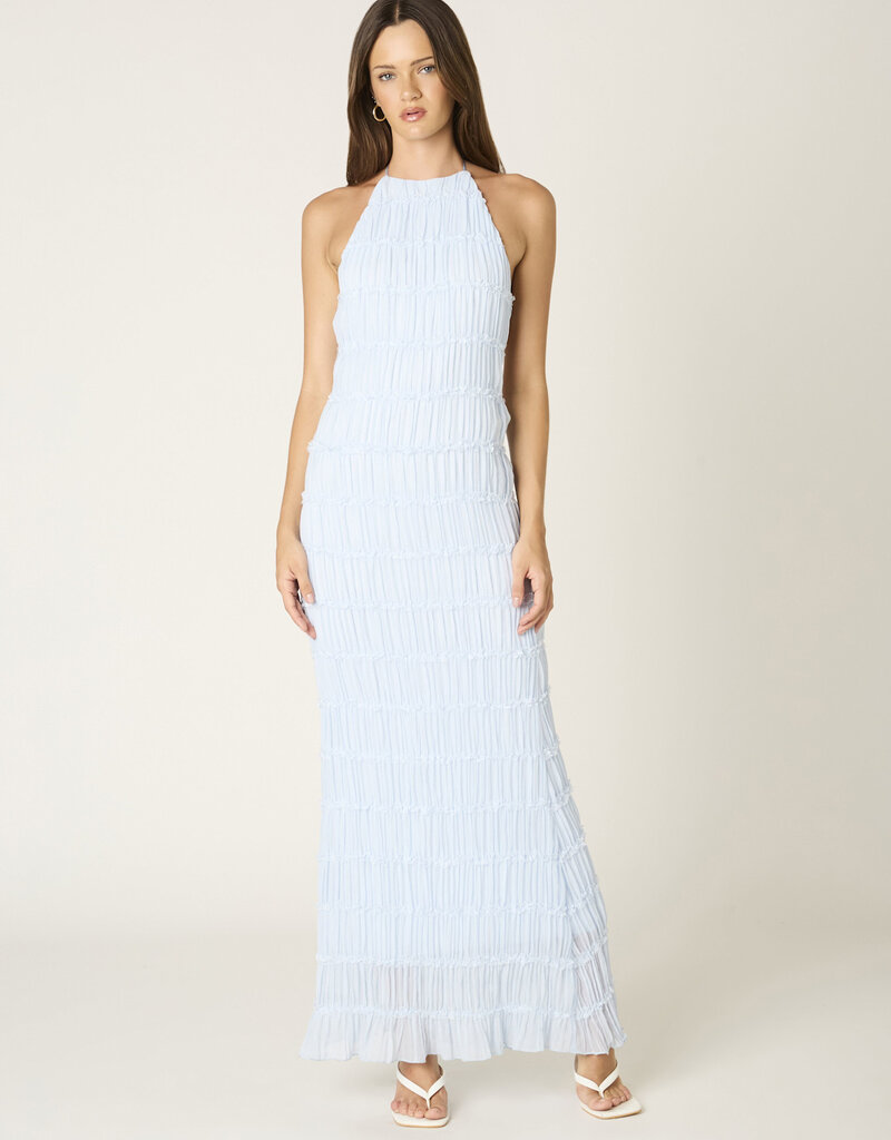 Crinkle Texture Open Back Maxi Dress