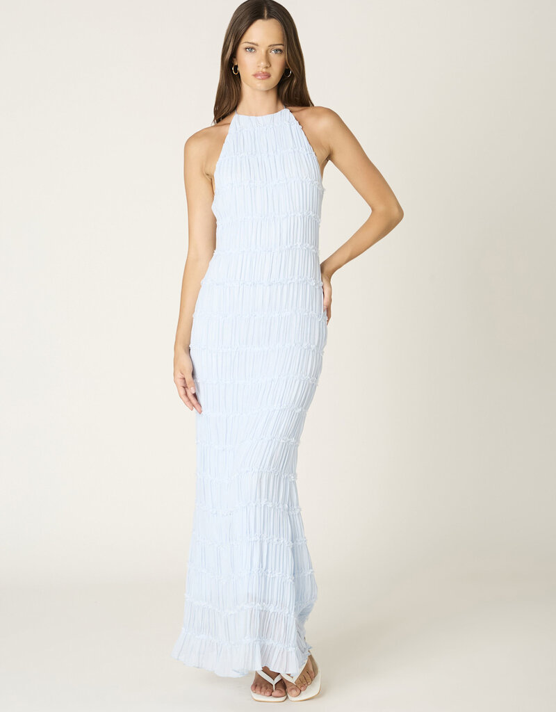 Crinkle Texture Open Back Maxi Dress