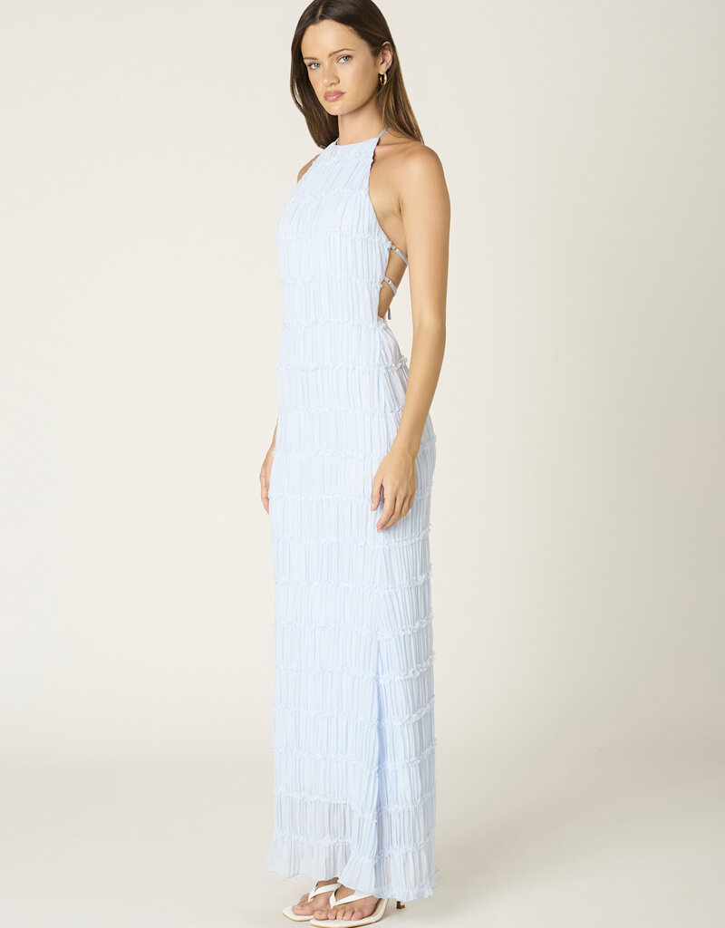 Crinkle Texture Open Back Maxi Dress