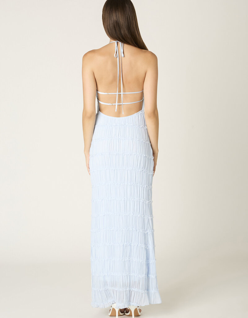 Crinkle Texture Open Back Maxi Dress
