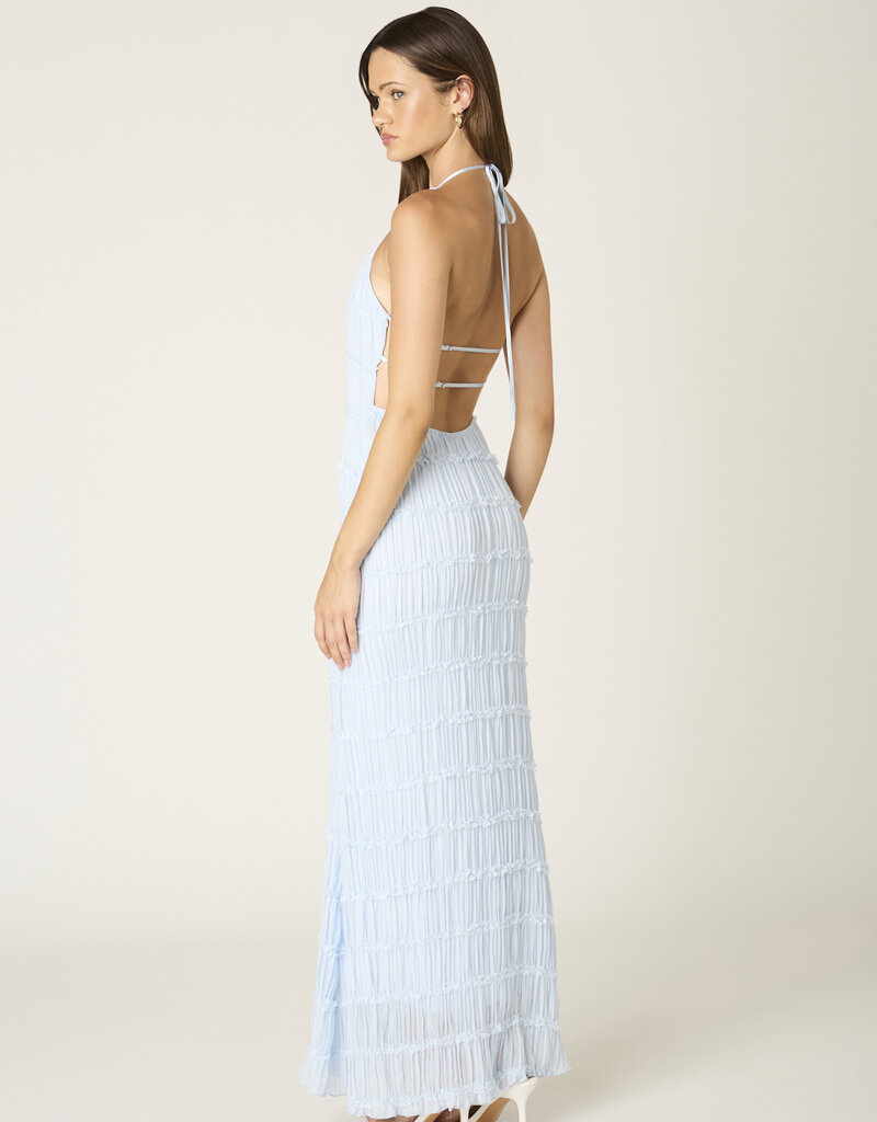 Crinkle Texture Open Back Maxi Dress