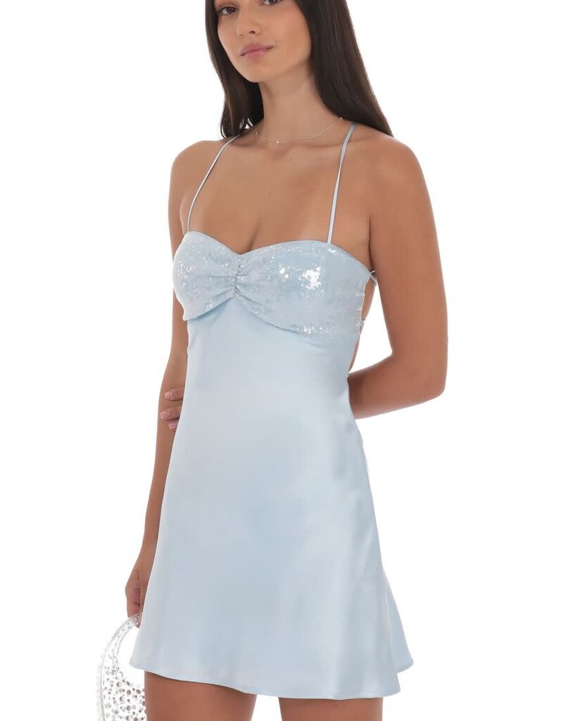 Lucy In The Sky Satin Sequin Bust Mini Dress