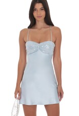 Lucy In The Sky Satin Sequin Bust Mini Dress