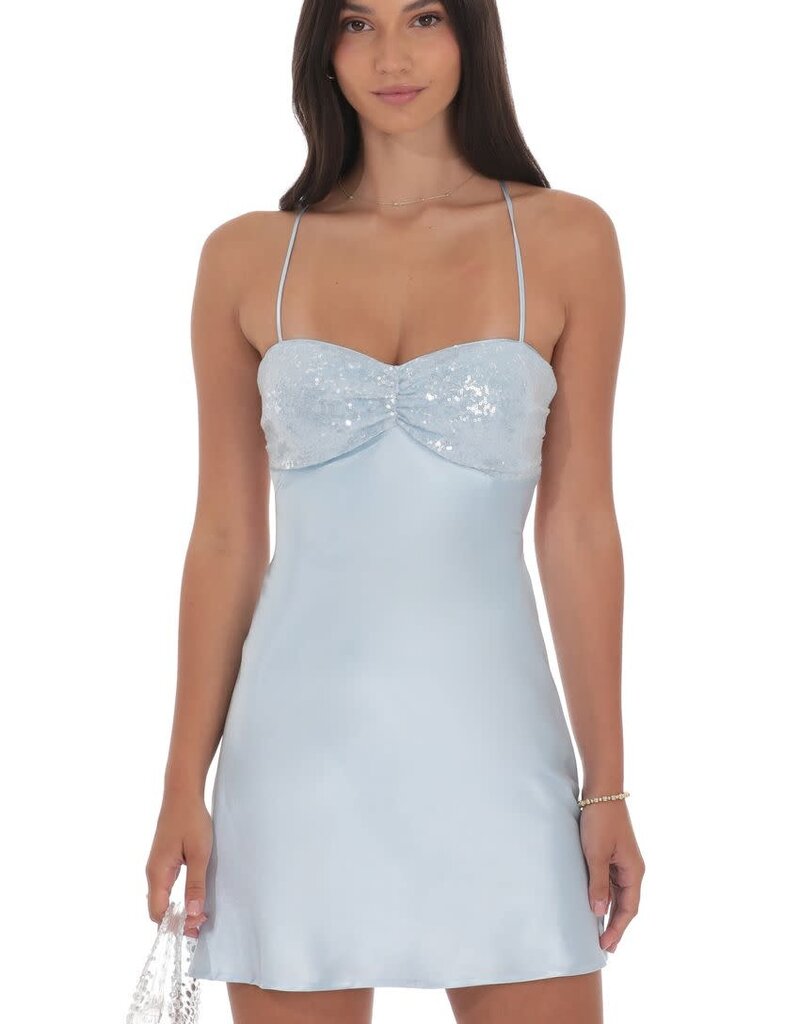 Lucy In The Sky Satin Sequin Bust Mini Dress