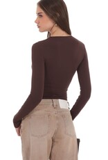Lucy In The Sky High Neck Ruched Long Sleeve Top