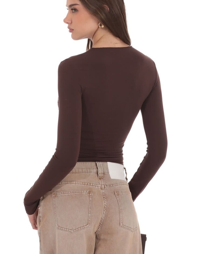 Lucy In The Sky High Neck Ruched Long Sleeve Top