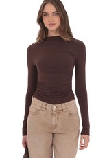 Lucy In The Sky High Neck Ruched Long Sleeve Top