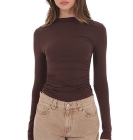 Lucy In The Sky High Neck Ruched Long Sleeve Top