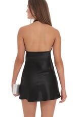 Lucy In The Sky Satin Cross Halter Mini Dress