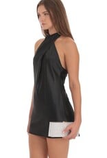 Lucy In The Sky Satin Cross Halter Mini Dress