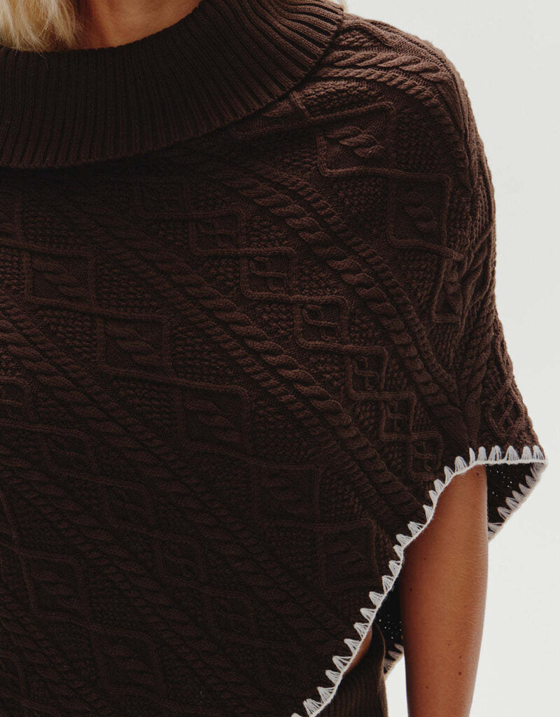 Frankies Bikinis Windswept Cotton Knit Poncho