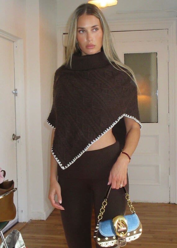 Frankies Bikinis Windswept Cotton Knit Poncho