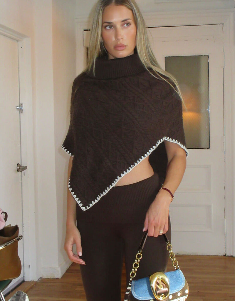 Frankies Bikinis Windswept Cotton Knit Poncho