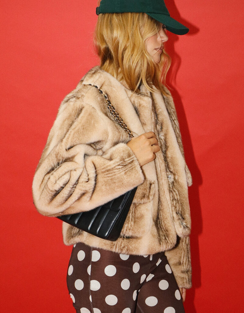 Pocket Front Faux Fur Jacket
