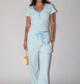 Striped Ribbed Drawstring Pants