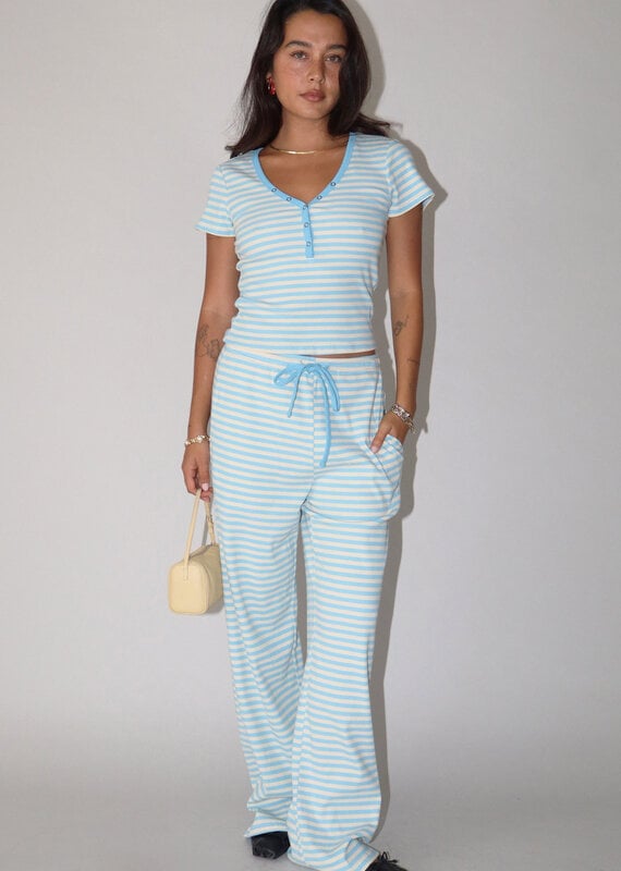 Striped Ribbed Drawstring Pants