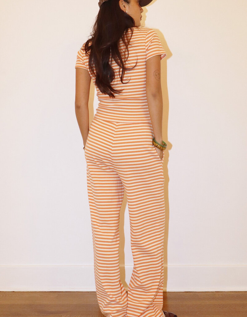 Striped Ribbed Drawstring Pants