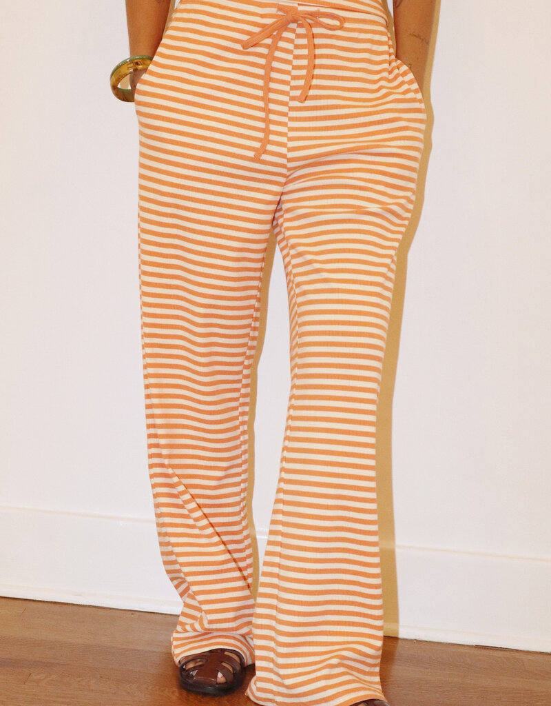 Striped Ribbed Drawstring Pants