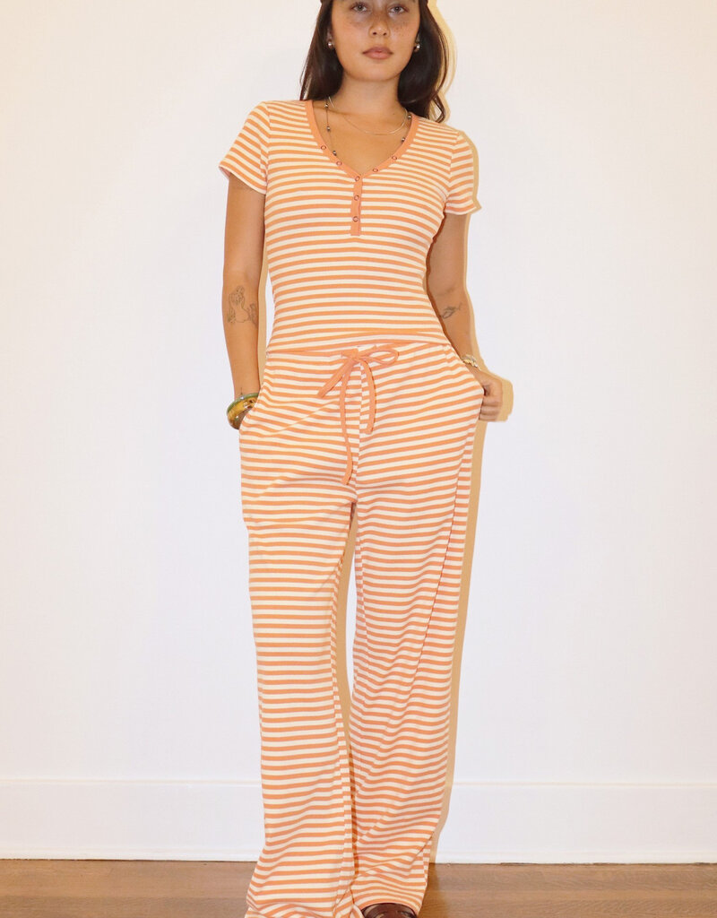 Striped Ribbed Drawstring Pants