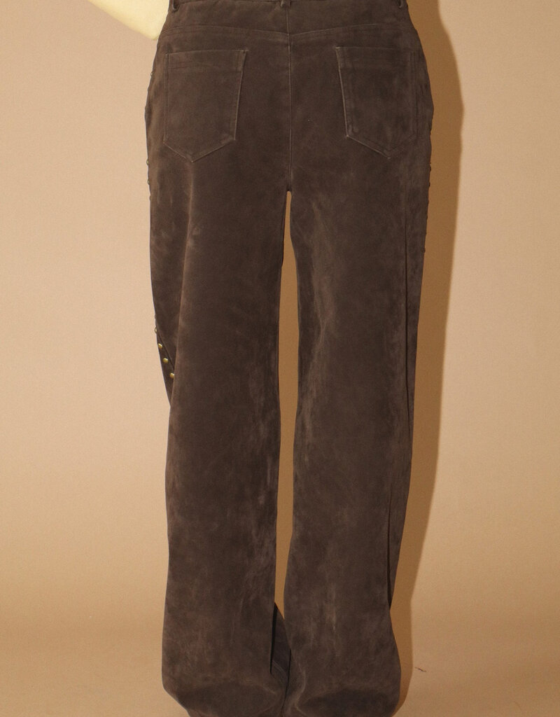 Studded Suede Wide Leg Pant