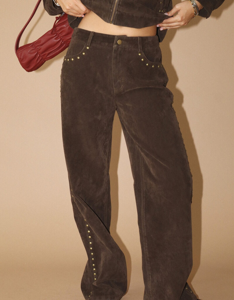 Studded Suede Wide Leg Pant