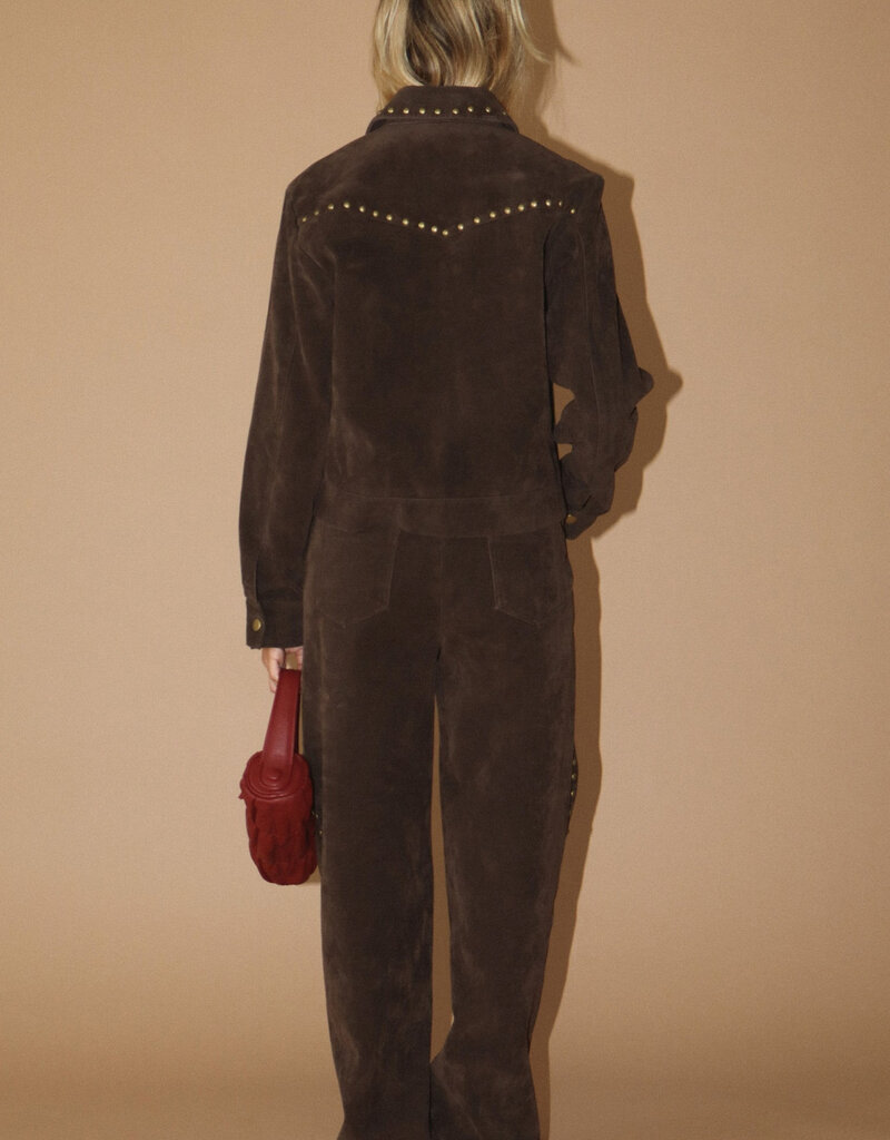 Studded Suede Wide Leg Pant