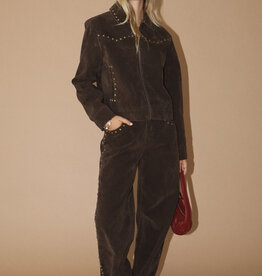 Studded Suede Wide Leg Pant