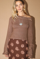 Off Shoulder Sweater With Crochet Trim