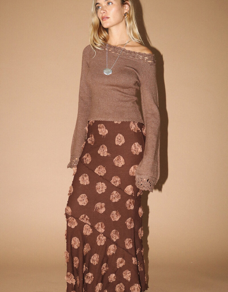 Off Shoulder Sweater With Crochet Trim