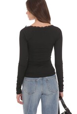 Lucy In The Sky Lace Trim Long Sleeve Top