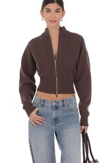 Lucy In The Sky Knit Mock Neck Zip Up Cardigan