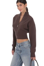 Lucy In The Sky Knit Mock Neck Zip Up Cardigan
