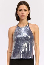 Open Back Halter Sequin Top