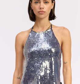 Open Back Halter Sequin Top