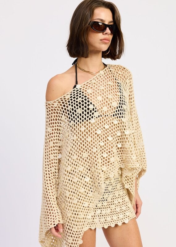 Shell Trim Crochet Poncho