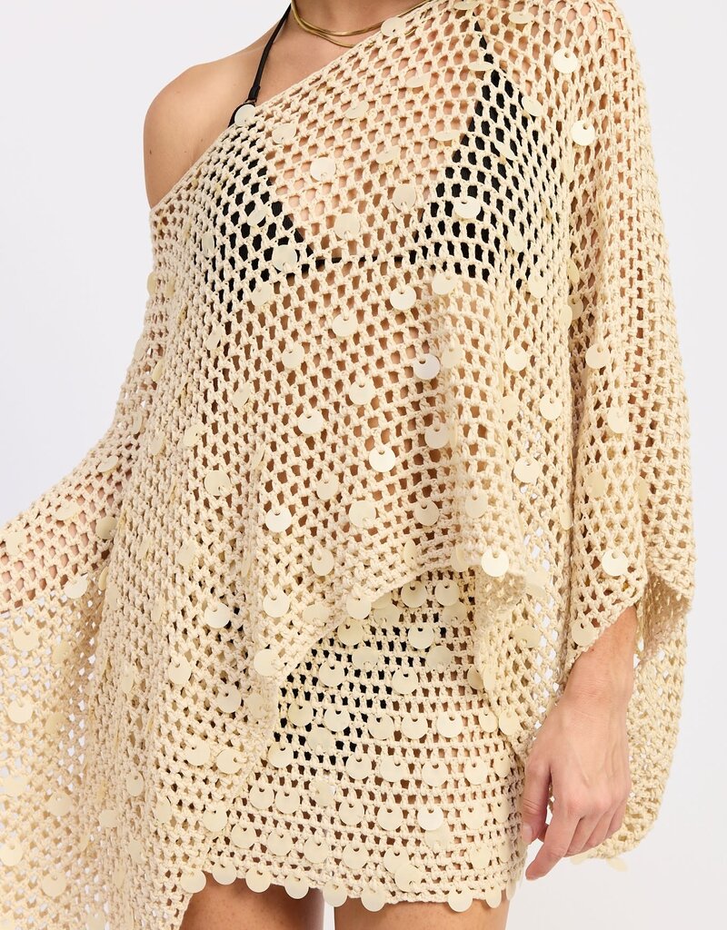 Shell Trim Crochet Poncho