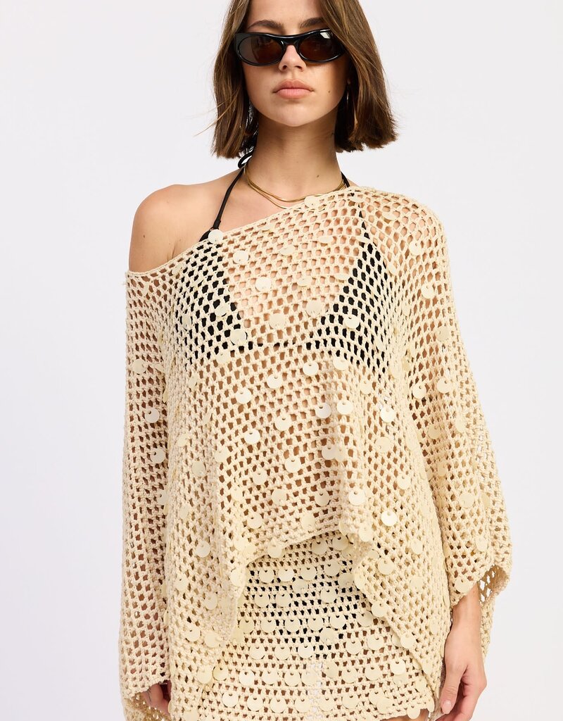 Shell Trim Crochet Poncho