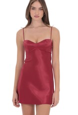 Lucy In The Sky Satin Sweetheart Neck Mini Dress