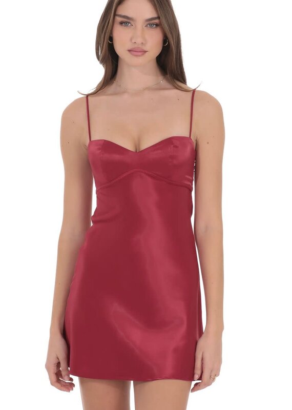 Lucy In The Sky Satin Sweetheart Neck Mini Dress
